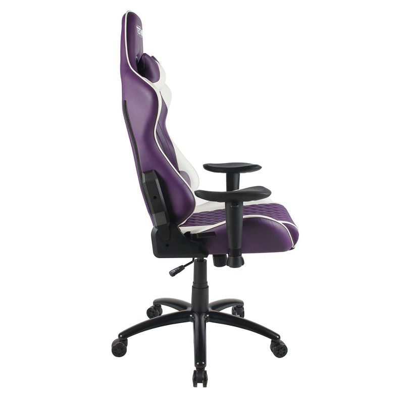 Ergonomic High Back Racer Style Video Gaming Chair Purple/White - Techni Sport, 4 of 14