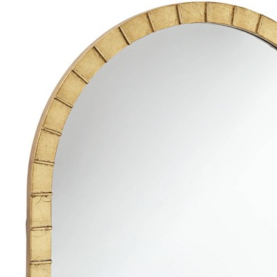 Matte Gold 53" Arched Wall Mirror with Ribbed Iron Frame
