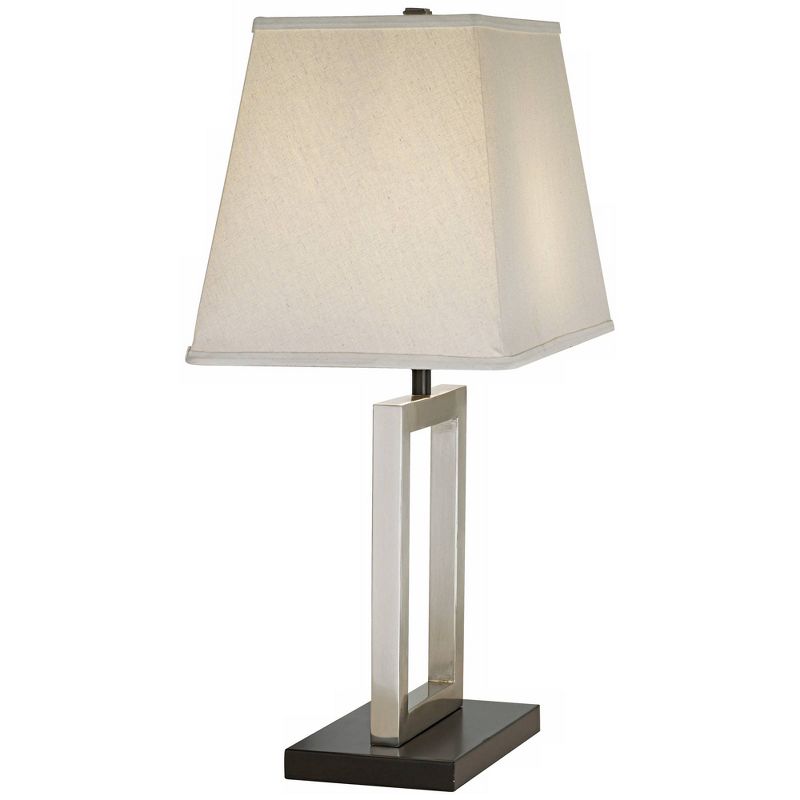 360 Lighting Modern Accent Table Lamp 22 3/4" High Brushed Nickel Open Geometric Metal Rectangular Linen Fabric Shade for Bedroom Living Room House, 5 of 7