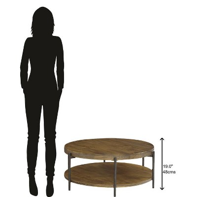 Transitional 41'' Round Walnut Coffee Table with Storage