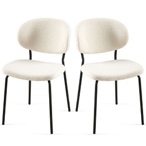NicBex Boucle Fabric Dining Chairs Set of 2,Upholstered Armless Kitchen Chairs with Curved Back and Black Metal Legs for Dining Room,Kitchen - 1 of 4