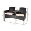 Costway Patented Patio Rattan Conversation Set Loveseat Sofa Cushioned Coffee Table Mix Brown - 3 of 4