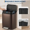 3.2 Gallon Bathroom Trash Can, Rectangular Stainless Steel Step Bin with Soft-Close Lid, Foot Pedal & Removable Inner Bucket, Matte Brown - 4 of 4