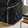 90.6" Velvet Button Tufted Sofa with Gold Stainless Steel Accents & 2 Pillows, 3-Seater Luxury Chesterfield Sofa for Living Room, Italian Velvet - 3 of 4