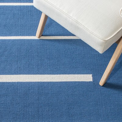 Navy and Ivory Handwoven Cotton Area Rug, 5' x 8'