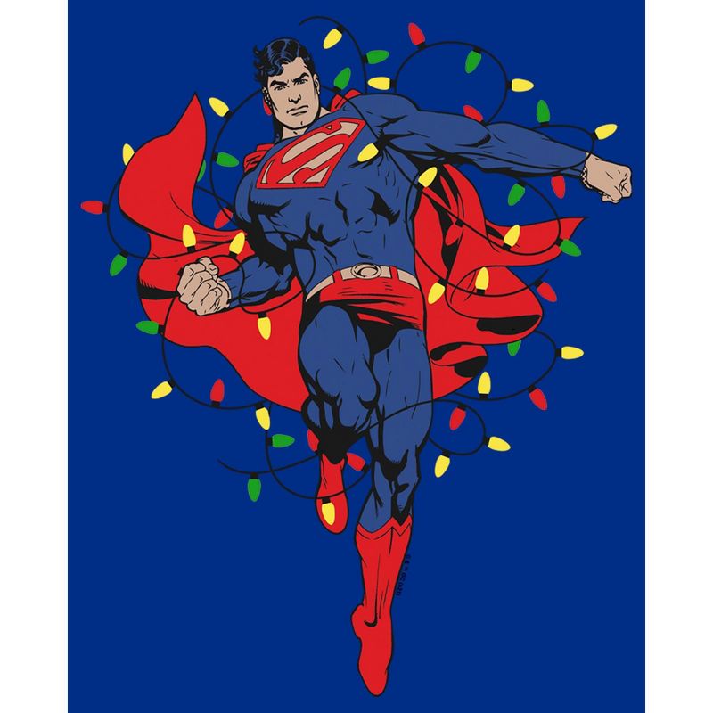 Juniors Womens Superman Christmas Lights T-Shirt, 2 of 5