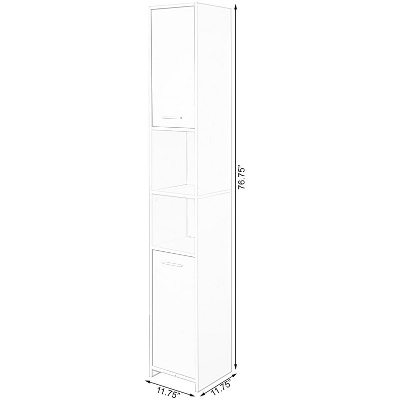 Modern White Standing Bathroom Tall Linen Tower Storage Cabinet, 5 of 6
