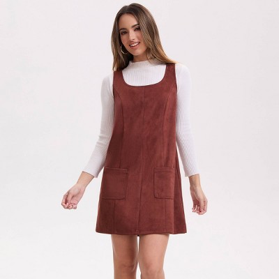Женские платья Wild Fable Women's Sleeveless Faux Suede Pocket Mini A-Line Dress - Wild Fable™ Brown M — фото 4