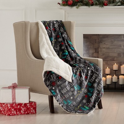 Great Bay Home Eve Sherpa Plush Reversible Holiday Throw