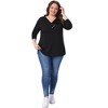 Agnes Orinda Women's Plus Size V Neck Long Sleeve Button Decor Solid Casual Tunic Tops - 3 of 4