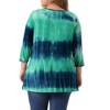 Agnes Orinda Women's Plus Size Tie Dye 3/4 Sleeve Side Slit V Neck Trendy Spring Tops - 4 of 4