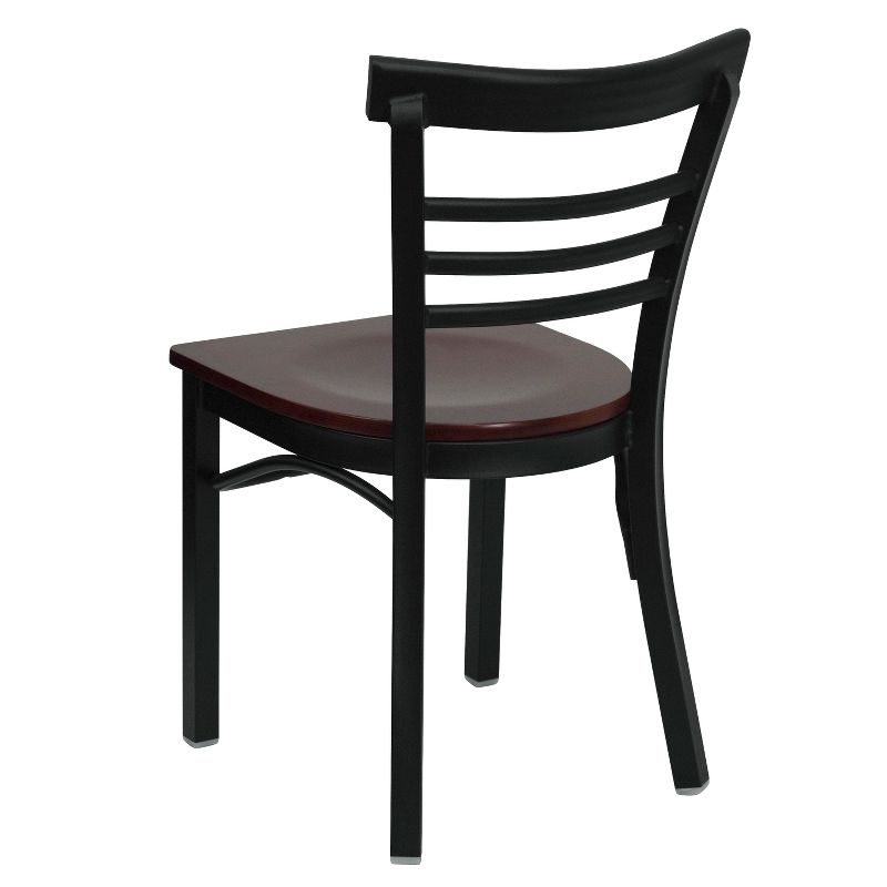Flash Furniture Black Three-Slat Ladder Back Metal Restaurant Chair, 4 of 8