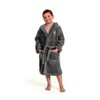 Personalized Linum Kids 100% Polyester SUPER PLUSH Double Brushed Hooded Bathrobe in White Bookman Font - 2 of 3