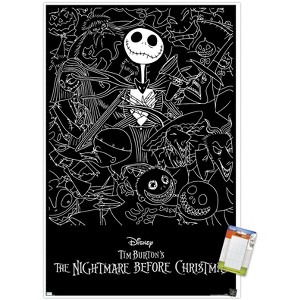 Trends International The Nightmare Before Christmas - Black and White Unframed Wall Poster Prints - 1 of 4