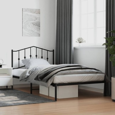 vidaXL Metal Bed Frame with Headboard Black 39.4 in.x78.7 in.