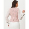 Allegra K Women's Vintage Tweed Double Breasted Sleeveless Plaid Waistcoat Vest - 3 of 4