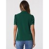 Allegra K Women's Contrast Trim Point Collar Puff Short Sleeve Button Down Shirt - 3 of 4