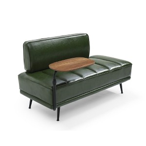 VYNXARIA 55 Inch Width Modern End of Bed Bench,Black Faux Leather Upholstered With side table,Entryway Ottoman,Window Bench with Metal Legs - 1 of 4