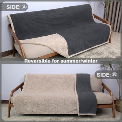 Large Gray Waterproof Sherpa Fleece Pet Blanket