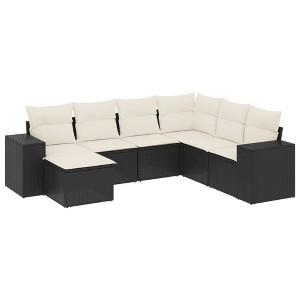 vidaXL Garden Sofa Set Black, Cream White - 1 of 4