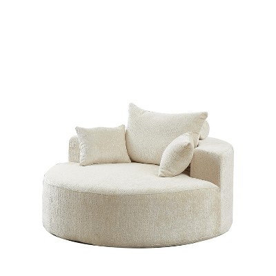 TIRAMISUBEST 55 inch Cloud Chair Ultra Soft, Premium Chenille Fabric Accent Chair No Assembly Living Room Bedroom, Black/ Beige/ Gray/ Green