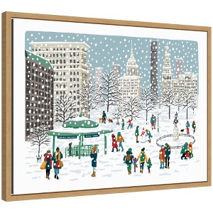 Kate & Laurel All Things Decor Sylvie Framed Canvas Union Square in Snow by Bex Morley Design - 1 of 4