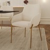 Zaire Upholsters Dining Chair with Padded Seat and Gold Chrome Iron in Beige Velvet - 2 of 4