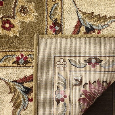 Ivory and Green Traditional Synthetic Runner Rug