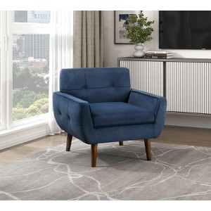 Okak Modern Accent Chair 1pc Living Room Chair with Velvet Upholstered Back Tufted Armchair Reading Leisure Chair with Padded Seat and Back - 1 of 4