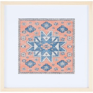 Harjo - 18" X 18" - Terracotta/Blue - Framed Textile Wall Art - WLA1009 - Safavieh - 1 of 4