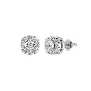 Gilded Lab-Grown Diamond Sterling Silver & 14KT Yellow Gold-Plated Silver Stud Earrings for Women, Cushion Halo Shaped, 1/4, 1/2, 1 Carat Total Weight - 1 of 4