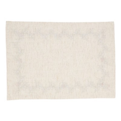 Natural Embroidered Holly Holiday Placemats and Napkins Set