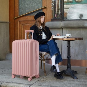 20"/24"/28" 3 pcs/set in ABS Spinner Wheel Luggage, Carry on Suitcase with Cup Holder & USB Port & Phone Holder - 1 of 4