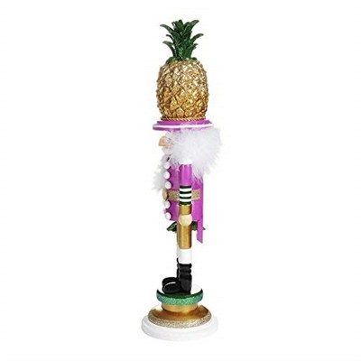 Tropical Pink and Gold Pineapple Hat Nutcracker, 19.5 Inches