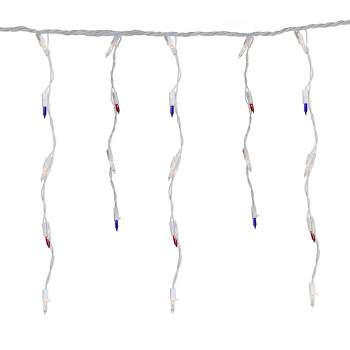 Northlight 105ct Red, Clear and Blue Christmas Mini Icicle Lights - 6.5ft, White Wire