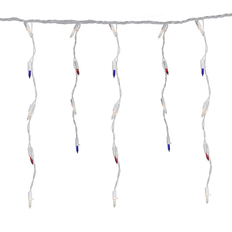 Northlight 105ct Red, Clear and Blue Christmas Mini Icicle Lights - 6.5ft, White Wire, 1 of 5