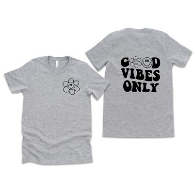 Simply Sage Market Women's Good Vibes Only Smiley Face Front and Back Short Sleeve Graphic Tee