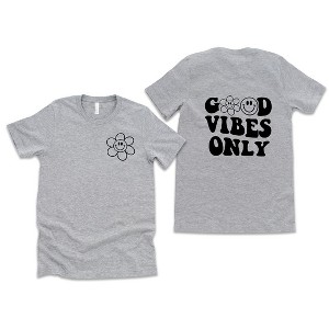 Simply Sage Market Women's Good Vibes Only Smiley Face Front and Back Short Sleeve Graphic Tee - 1 of 4