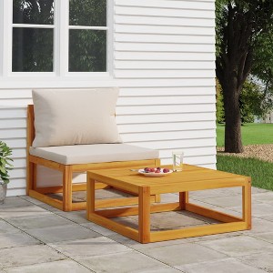 vidaXL 2 Piece Patio Sofa Set with Cushions Solid Wood Acacia - 1 of 4