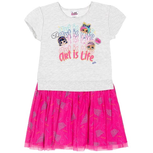 L.o.l. Surprise Little Girls Tulle Fashion Short Sleeve Dress