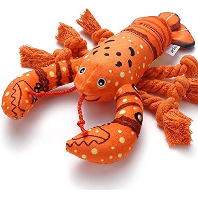 Dog Toys, Dog Plush Toy for Large Breed, Cute Squeaky Dogs Toy with Crinkle Paper, Puppy Chew Toy for Small, Middle, Large Breed (Lobster)