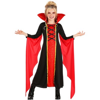 HalloweenCostumes.com S/M Girl Queen Vampire Costume for Girls | Vamprie Costumes, Black/Red