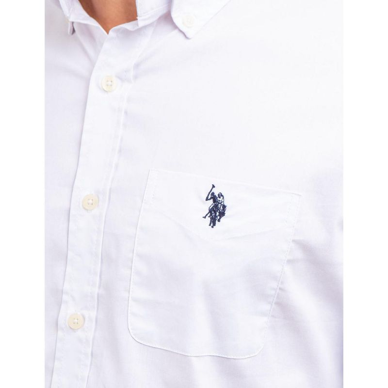 U.S. Polo Assn. Men's Solid Stretch Poplin Long Sleeve Button Down Shirt, 3 of 4