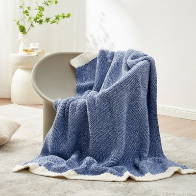 Snuggle Sac Reversible Throw Blanket Knitted Blanket Soft Bedding Blankets