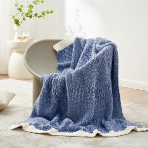 Snuggle Sac Reversible Throw Blanket Knitted Blanket Soft Bedding Blankets - 1 of 4