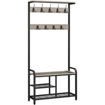 Costway 71'' Coat Rack Hall Tree With Shoe Bench Industrial Entryway Storage  Shelf With Hooks : Target