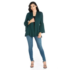 24seven Comfort Apparel Bell Sleeve Flared Open Front Cardigan - 1 of 4