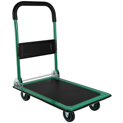 VisioGear Foldable Push Cart Dolly, Moving Platform Hand Truck with 360 Degree Swivel Wheels, Green, 28.7"*19"*32.5"