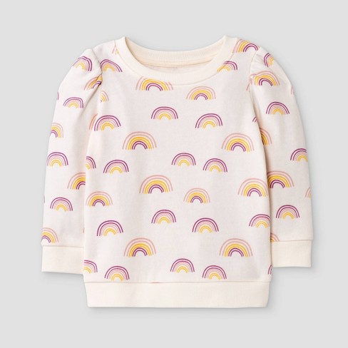 Grayson Mini Toddler Girls' Rainbow Pullover Sweatshirt - Cream - image 1 of 3