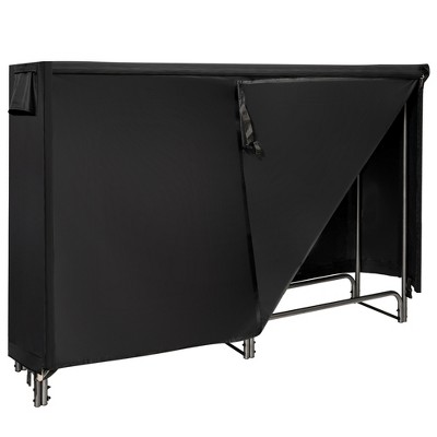 Costway 4FT/5FT/6FT/8FT Firewood Storage Log Rack Heavy Duty Iron Log Holder with Waterproof PVC Cover